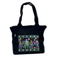 Traditional Ethnic Elephant Design Embroidered Indian Rajasthani Style Tote Ladies Cotton Handbag