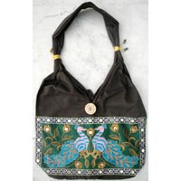 Traditional Ethnic Peacock Design Embroidery Indian Rajasthani Art Deco Tote Ladies Sling Cotton Handbag