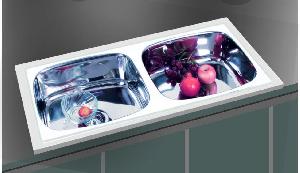 Oval Shaped Stainless Steel Double Bowl Kitchen Sink