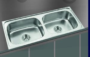 Square Shaped Stainless Steel Double Bowl Kitchen Sink