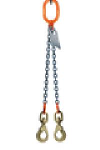Chain Sling - 1/2" x 10' Double Leg with Swivel Positive Locking Hooks