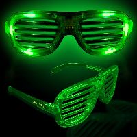 Green Light Up Glow LED Slotted Glasses