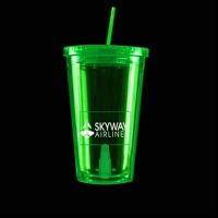 Green Light Up Travel Cup with Rectangle Insert