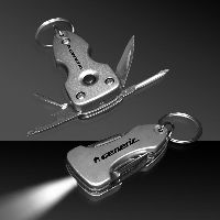 LED Light Up Glow Keychain Silver Knife