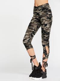 Tie Hem Camo Leggings