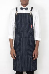 BACK APRON - PINSTRIPE BLUE DENIM