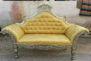 Silver crown headed fully carved antique sofa