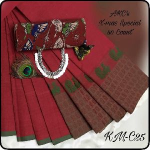 akc brand chettinad printed cotton sarees