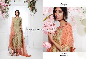 ganga fashionista kora silk printed plazo suit