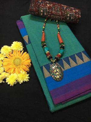 chettinad cotton sarees with kalamkari blouse
