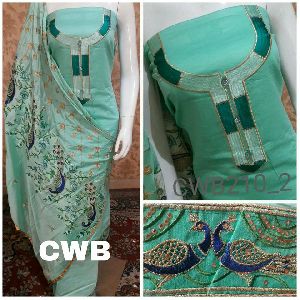 cwb soft cotton peacock embroidered suits