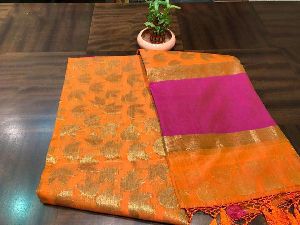 organza sarees with full body thread weaving work