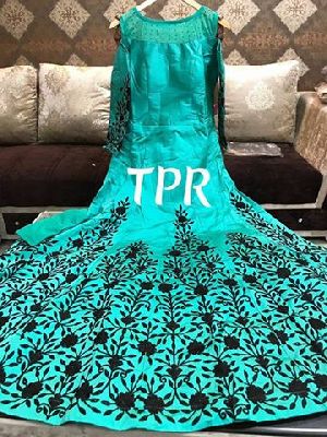 tpr silk embrodiered gowns and silk crop top