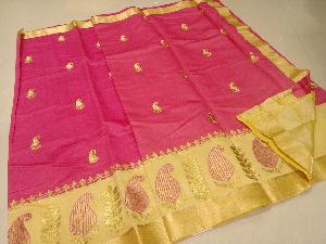 chanderi silk embroidered sarees