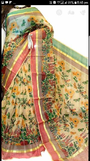 kota silk block printed sarees