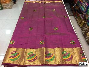 matka designed raw silk sarees