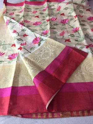 pure banarasi rose embroidered sarees