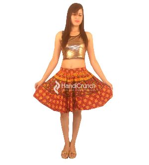 A-Line Elastic Skirts, Ethnic Mandala Wrap Short Skirts