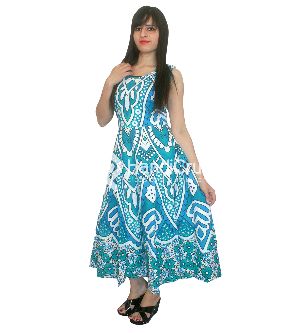 Lotus Flower Ombre Print Casual Sleeveless Evening Gowns