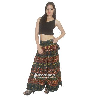 Cotton Handmade Feather Mandala Print Floor Length Long Skirts