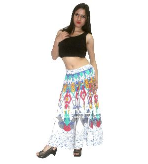 Cotton Handmade Multi Color Mandala Print Floor Length Long Skirts
