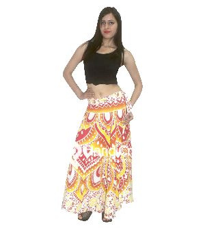 Cotton Handmade Ombre Mandala Print Floor Length Long Skirts