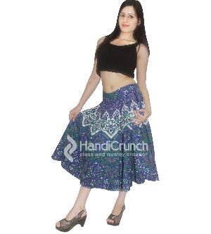 Cotton Handmade Star Mandala Print Floor Length Long Skirts
