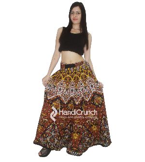 Cotton Handmade Star Ombre Mandala Print Floor Length Long Skirts
