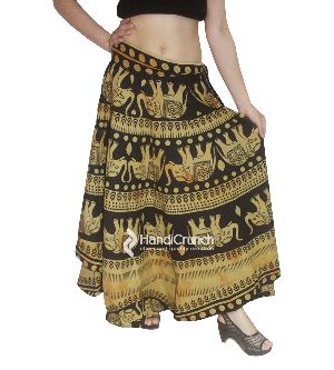 Beautiful yellow elephant printed rapron skirt
