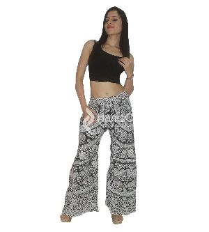 white elephanted printed paplazzo pants