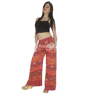 Red color girls palazzo pants