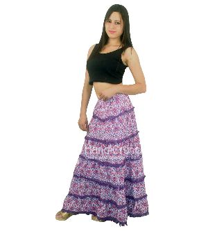 Women's Long Pink Bohemian Style Gypsy Boho Hippie Skirt