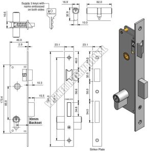 Latch Type Door Lock Backset