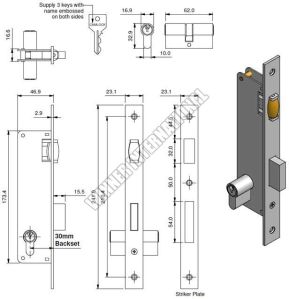 Roller Type Door Lock Backset