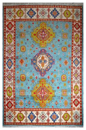 Hand- Knotted Wool Indian Kazak Rug