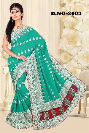 Aarya Ethnics Lace border Embroidered Georgette Net Fabric Saree_DN-2003-B