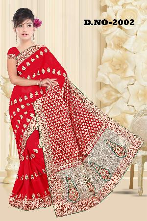 Aaray Ethnics Lace border Embroidered Georgette Net Fabric Saree_DN-2002-B