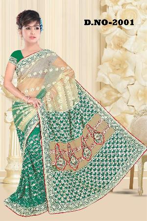 Aarya Ethnics Lace border Embroidered Georgette Net Fabric Saree_DN-2001-D