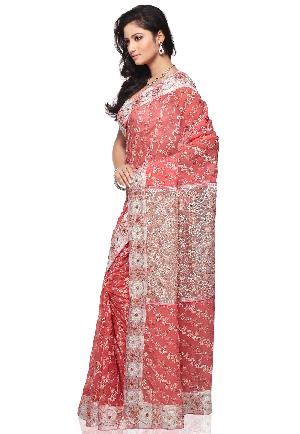 Aarya Ethnics Red Color Georgette Embroidered Saree_DN-85