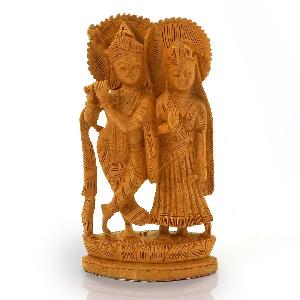 Little India Ethnic Lord Radha Krishan Idol Wood Handicraft