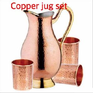 Copper Jug &amp;amp; Glass Set
