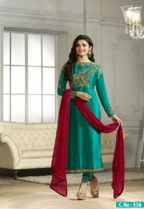 Designer Rama Embroidered Straight Cut Salwar Suit