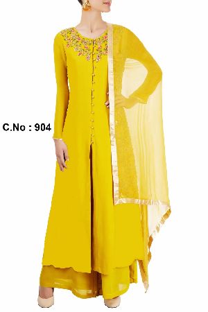designer yellow salwar suit