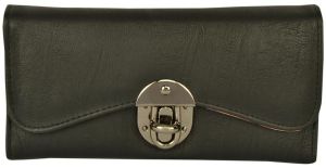 Violet Bags Leather-lite VAB244 Black PU Clutches, Closure Type : Twist Lock