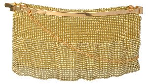 VAGO124 Golden Beaded Sling Bags