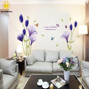 Purple Tulips Flowers Wall Stickers