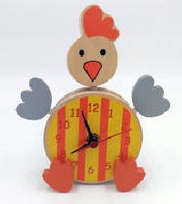 Bamboo Table Clock Chicken