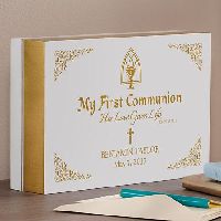 First Communion Metallic Wood Plaque