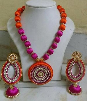 Silk Thread Pendant Set without Bangles