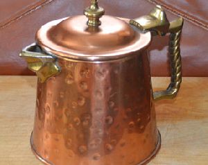 Copper Hammered Jug With Brass Handle